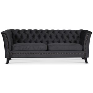 Chesterfield Liverpool 3-sits soffa - Antracit sammet - 3-sits soffor