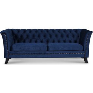 Chesterfield Liverpool 3-sits soffa - Blå sammet - 3-sits soffor