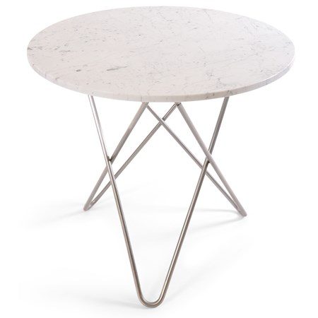 O Table Matbord Rostfritt Stål/Vit Marmor Ø80 - OX DENMARQ - bild