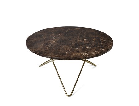 O Table Matbord Mässing/Brun Marmor Ø80 - OX DENMARQ - bild