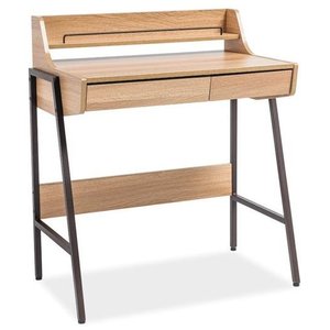 Emerson skrivbord 77x48 cm - Ek/mörkbrun - Skrivbord med hyllor | lådor