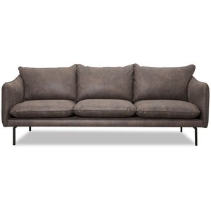 Björndal 3-sits soffa - Mörkbrunt ecoläder + Läderimitationsrengöring - 3-sits soffor