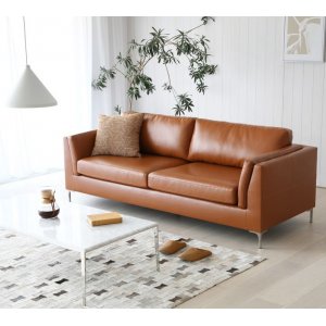 Cansas 3-sits soffa - Cognac + Läderimitationsrengöring - 3-sits soffor