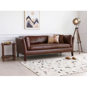 Heritage 3-sits soffa - Brun vintage + Läderimitationsrengöring - 3-sits soffor