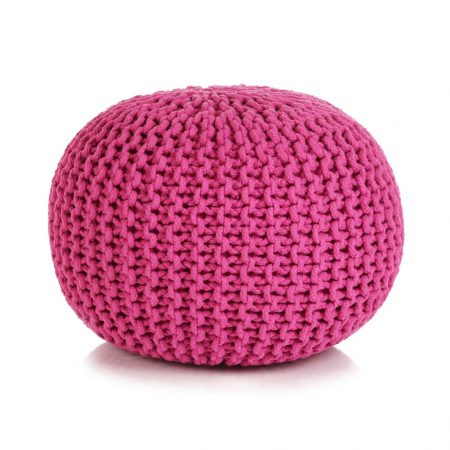 Bild på vidaXL Handstickad puff bomull 50x35 cm rosa