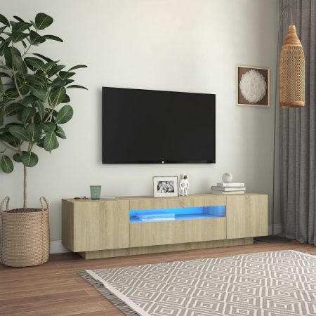 Bild på vidaXL TV-bänk med LED-belysning sonoma-ek 160x35x40 cm