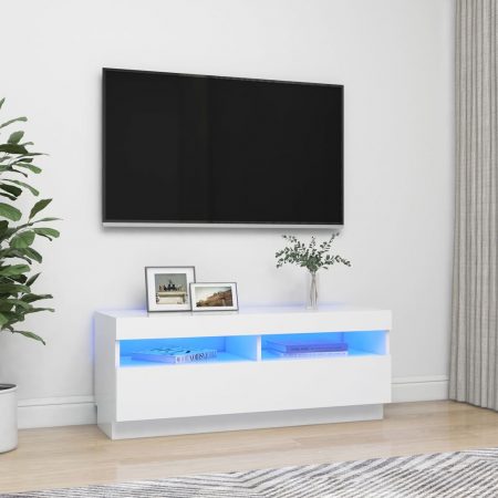 Bild på vidaXL TV-bänk med LED-belysning vit 100x35x40 cm