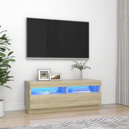 Bild på vidaXL TV-bänk med LED-belysning sonoma-ek 100x35x40 cm