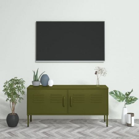 Bild på vidaXL Tv-bänk olivgrön 105x35x50 cm stål