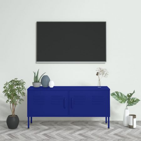 Bild på vidaXL Tv-bänk marinblå 105x35x50 cm stål