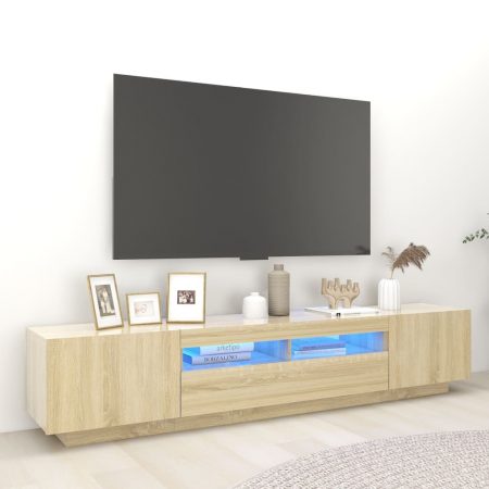 Bild på vidaXL TV-bänk med LED-belysning sonoma-ek 200x35x40 cm