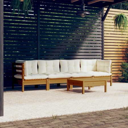 Bild på vidaXL 3096157 5 Piece Garden Lounge Set with Cushions Solid Pinewood (806643+806649+806655)