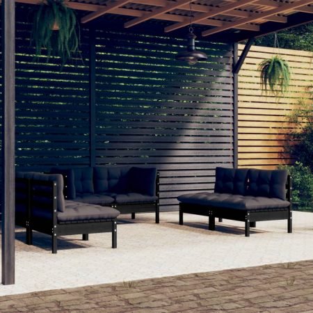 Bild på vidaXL 3096212 6 Piece Garden Lounge Set with Cushions Solid Pinewood (806650+806656x2)