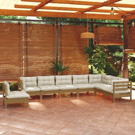 Bild på vidaXL 3096734 8 Piece Garden Lounge Set with Cushions Honey Brown Pinewood (806631+806637+806649+806655x2)