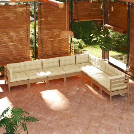 Bild på vidaXL 3096806 8 Piece Garden Lounge Set with Cushions Honey Brown Pinewood (806631+806637+806649+806655x2)