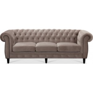 Chesterfield Cambridge 3-sits - Ljusgrå sammet - 3-sits soffor