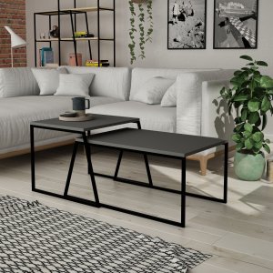 Pal soffbordset 88 x 50 cm - Antracit - Soffbord i trä