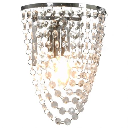 Bild på vidaXL Vägglampa med kristallpärlor silver oval E14-lampor