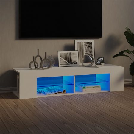 Bild på vidaXL TV-bänk med LED-belysning vit 135x39x30 cm