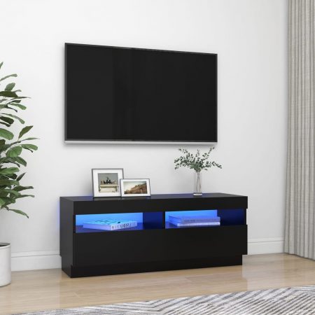 Bild på vidaXL TV-bänk med LED-belysning svart 100x35x40 cm