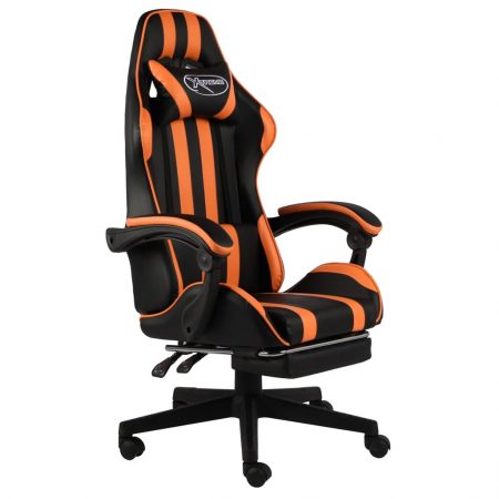 Bild på vidaXL Gamingstol med fotstöd svart och orange konstläder