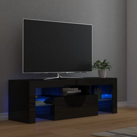 Bild på vidaXL TV-bänk med LED-lampor högglans svart 120x35x40 cm