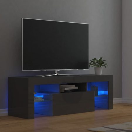 Bild på vidaXL TV-bänk med LED-belysning grå högglans 120x35x40 cm