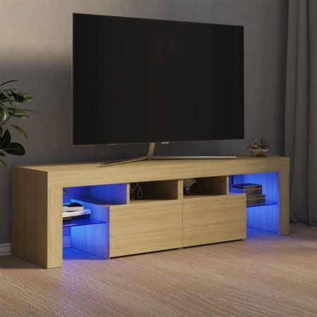 Bild på vidaXL Tv-bänk med LED-belysning sonoma-ek 140x36