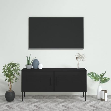 Bild på vidaXL Tv-bänk svart 105x35x50 cm stål