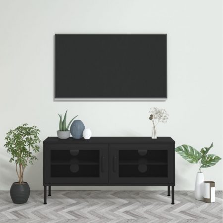 Bild på vidaXL Tv-bänk svart 105x35x50 cm stål