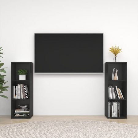 Bild på vidaXL TV-bänk 2 st svart 107x35x37 cm spånskiva