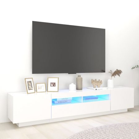 Bild på vidaXL TV-bänk med LED-belysning vit 200x35x40 cm